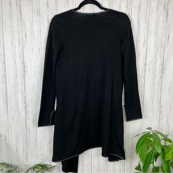 Zero Degrees Celsius black with faux leather trim asymmetrical cardigan - Picture 7 of 9